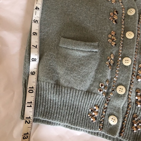 j crew crystal bead gray cardigan womans S-m sweater Wool Alpaca Blend Dressy - Picture 11 of 12
